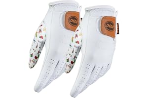 Dega Lot de 2 gants de golf 100 % cuir de vachette pour homme Main gauche Toucher doux Blanc et gris