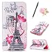 Produktbild Uposao Handyhülle für Samsung Galaxy A5 2017 Hülle PU Leder Flip Case Cover Paris Eiffelturm Muster im Bookstyle mit Klappbares Standfunktion Karteneinschub und Magnetverschluß Etui Tasche Hüllen + Eingabestift + Blumen Staub-Stecker