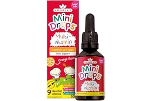 Natures Aid Mini Drops Multi-Vitamin for Babies & Kids 50ml – 9 Essential Vitamins Support Growth & Immune Health for Children Age 0-5 Years Old – Sugar Free Vegan Non-GMO Gluten-Free Dropper Included