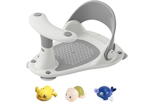 YCXXKJ Badewannensitz Baby, Badesitz Baby ab 6 Monate, Baby Badewannensitz mit Babybadethermometer, 4 Starke SaugnäPfe Rutschfest, Kompakt und Faltbar Baby Badesitz (Grau)