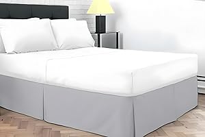 Dazzle Collection® Mantovana giroletto pieghettata in policotone, tinta unita, per letto singolo, matrimoniale, king size, super king (king size, argento)