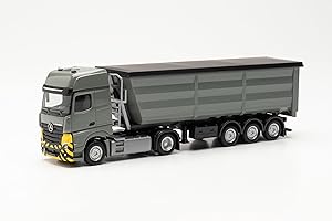 herpa modello di camion Mercedes-Benz Actros L, semirimorchio in acciaio con carrozzeria rotonda in scala 1:87, pezzo da collezione, modello tedesco, statuetta plastica