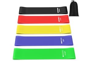 【5 Pezzi】YLK Elastici Fitness, Set di Fasce Bande Elastiche Fitness con 5 Diversi Livelli di Resistenza, Elastici Palestra per Crossfit, Yoga, Pilates con Borse Portaoggetti