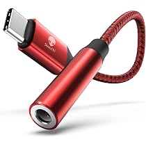 Stouchi Adattatore Jack Cuffie USB Type C to Aux Digital Audio Earphone Adaptor,Audio Dongle,Hi-Res DAC Chip,Compatible with Samsung Galaxy S22 S21 Ultra S20+ Note 2,Pixel 6a,Pad mini 6 Rosso