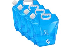 Kamiya Bidon à Eau Pliable de 5/10 l avec Couvercle étanche - Bidon d'eau Flexible - 5/10 l - Bidon d'eau Pliable sans BPA pour Le Camping en Plein air