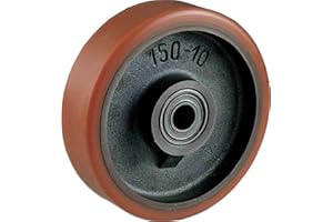 GSEUROMARKET Ruota in Ghisa rivestita in Poliuretano Diametro mm.125 Portata Kg.300 Mozzo con cuscinetti a sfere Ruote per carrelli pesanti settore industriale (125)