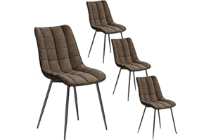 WOLTU Dining Chairs Set of 4 Kitchen Counter Chair Lounge Leisure Living Room Corner Chair Brown Faux Leather Reception Chairs with Backrest and Padded Seat