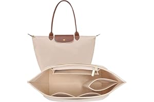 LOUKAYCCI Felt Purse Organizer Insert for Longchamp Le Pliage M Handbag Insert (Medium Beige)