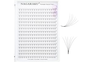‎NAGARAKU NAGARAKU Volumen Wimpernverlängerung Vorgefertigte Fächer Wimpern 320Pcs Schmaler Stiel Leicht Dicht Premade Fans Eyelash Extensions Künstliche Wimpern 16 Reihen（6D 0.07mm Stärke C Curl 9mm）