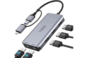 SELORE&S-GLOBAL USB Docking Station 2 HDMI Hub USB C/A, Adaptador USB3.0 a Dual HDMI, 3 USB 2.0, Adaptadores Divisor 4K HDMI Monitor Dual, Dock Station Compatible con MacBook Pro/Air/M1/M2, DELL/HP, ECC
