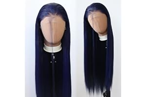 Towarm Dark Blue Wig Long Straight Navy Blue Synthetic Lace Front Wigs Pre Plucked Natural Hairline with Baby Hair for Black Women Heat Resistant Fiber Hair Cosplay Daily Wear Wig (Dark Blue)