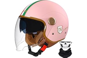 STRTG Motorcycle Helmet,Retro 3/4 Open Face Motorcycle Half Helmet with Double Visor, for Men Women Scooter ATV Cruiser Helmet ECE/DOT Approved