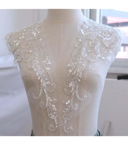 Colletto finto in pizzo colletto al collo in pizzo cavo ricamo maglia elastica Applique staccabile in pizzo fai da te Applique camicia da donna colletto falso  200000297