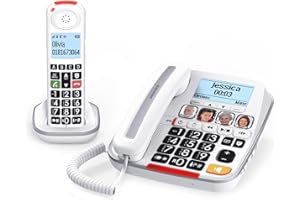 SWISSVOICE - Xtra 3355 Combo - DECT - Téléphone Fixe Filaire + Combiné Sans Fil - Larges Touches - Répondeur - Audio Boost - Sonneries Fortes - Compatible Aides Auditives - Blocage D'Appel - Blanc