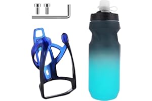 AOOSA Portabidones de Bicicleta, Soporte Bicicleta con Botella de Agua de Deportes 750ml, Libre de BPA, para Bicicletas de montaña y de Carretera, con Tornillos, Degradado Azul-Negro
