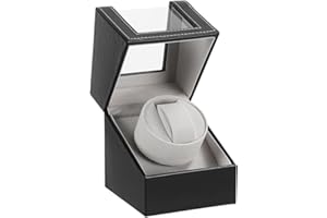 LINGFANSTORE Automatyczny mechanizm zegarmistrzowski, luksusowy pojedynczy zegarek, obudowa zegarka z cichym silnikiem Mabuchi, zasilanie bateryjne lub zasilacz sieciowy ze skóry PU