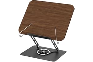 Zoelele Leggio per Libri in Legno, Supporto Libri per Lettura con Base Girevole a 360°, Altezza Regolabile Bookstand, Pieghevole, per Libri, Cuochi, Tablet, Spartito (01)