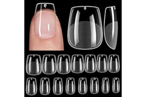 ZIFUTON Capsule Americaine Ongle Ultra Court 450pcs, Faux Ongles Court Ballerine Xs, Capsule Ongle Gel x Pose Americaine Couverture Complète Pour Débutant,Salons de Manucure-Transparent-15 Tailles