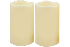 CANDLE IDEA 2 PZ 7,6 x 12,7 cm Impermeabile All'aperto Batteria Operata Flameless LED Pillar Candele con Timer Flickering Plastica Resina Luce Elettrica per Lanterna Patio Giardino Casa Partito Decorazione Nozze
