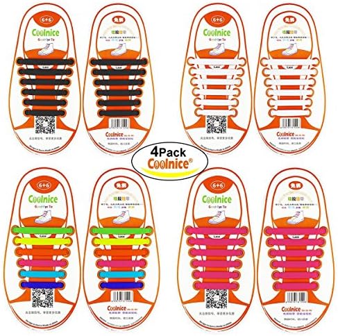 No Tie Elastic Silicone Rubber Shoelace&Lazy shoelaces for Adult Kids and Athletes (Kids(Black+White+Pink+Mix-color))