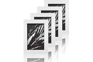 VUVUZULA 6x4 Real Glass White Picture Frames Photo Frame 4x6 Inch Set of 4 for Tabletop or Wall