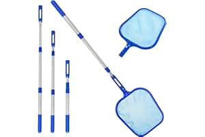 NEPHELOLUX Pool Kescher, 88 - 140CM lang-Teichkescher mit Teleskopstange, Feinmaschig Netz - Für Teich, Algen & Best-Way Pool,Lay-Z-Spa Algenkescher Nylon-Netz