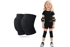 HUSHRICH Knee Pads for Kids Age 7-12 Years, Volleyball Knee Pads Thick Sponge Youth Girls Boys Anit-Slip Dance Knee Support Kneepads Brace for Volleyball Dance Yoga Running Climbing Black