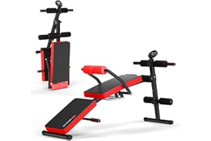 COSTWAY Sit Up Bench, Foldable Abdominal Training Workout Board with LCD Monitor and 5 Adjustable Positions, Flat Incline Decline Curved Benches for Home Office Gym