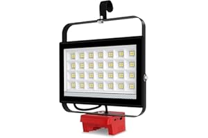 ILIKEPOW Projecteur LED Rechargeable pour Milwaukee 18V Batterie,100W 6500LM Projecteur LED Chantier Portable, Lampe LED avec Charge Type C & USB pour Camping, Chantier, Garage, Atelier(Sans Batterie)