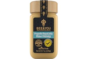 BEE & YOU Bee and You Royal Jelly Raw Honey, Propolis Extract, 100% Natural Superfood, Ultra Pure, Immune Support Supplement, Antioxidants, Keto, Paleo, Gluten-Free, 6.7 oz