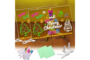 SHENGOU 2 Pezzi Lavagnetta in Acrilico con Luci LED, 20x30cm Led glow drawing board Con 12 Colori penna e 2 supporto,Lavagna a led luminosa per bambini,Riutilizzabile Lavagnetta,per Bar Ristoranti (A)