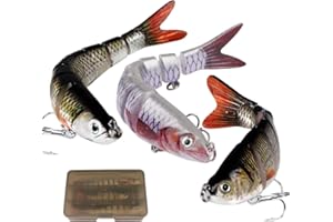 MEJOSER 3PCS Leurres de Pêche Articulés Poissons Nageurs Swimbait Glidebait avec Hameçons appâts artificiels à articulations Multiples Life-Like réalistes Swimbait avec Crochets