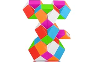KidsPark Snake fidget Toy - 48 Parts Magic Snake Cube Twisty Puzzle Ruler, Speed Snakes for Christmas Stocking Fillers for Kids & Adults, Multicolor