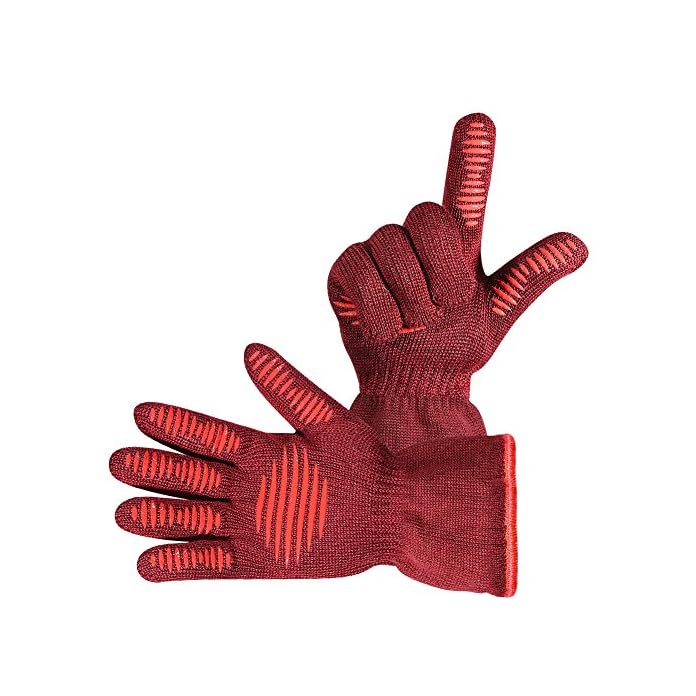 Menhoud Mhs Handschue Grillhandschuhe 2er Set Bis Zu 500 C En407 Zertifizierte Kaminhandschuhe Kochenhandschuh Ofenhandschuhe Finger Design Zum Schutz Gegen Schneiden Silikon Aramidfasern Bequem Und H