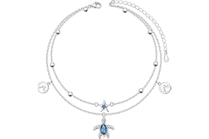 HOOHWE Fußkettchen für Damen 925 Sterling Silber Infinity Herz fußkette für Frauen Klassische Verstellbar Bead Fussketten Armbänder Sommer Schmuck für Frauen und Mädchen Layered Ankle Bracelet