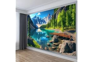 FENDROM Landscape Sunset View of Moraine Lake & Mountain Range Tapestry Forest Tree Tapestries Tranquil Lake Nature Landscape Wall Hanging for Living Room Dorm