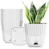 StyleX Store Pack of 5 Self Watering Flower Pot, Indoor Outdoor Modern Plant Pot with Integrated Water Tray for Home Balcony 
