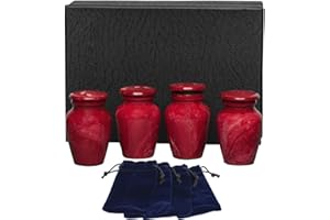 Eternal Harmony Cremation Urn for Human Ashes | Memorial Urn Carefully Handcrafted with Elegant Finishes to Honor Your Loved One | Adult Urn Large Size with Beautiful Velvet Bag (Small, Red Milo)