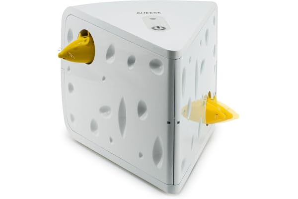 PetSafe - Jeu Automatique Cheese, Jeu de Cache-Cache Stimulant pour Chat avec Deux Souris, en Plastique d’intérieur à Pile, s’éteint au Bout de 15 Min