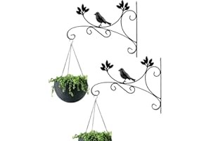 NUPTIO Staffe per Cesto Appese Ganci per Fioriera Parete 31.5cm, 2 Pezzi Ganci per Piante Ferro Nero Staffe A Parete per Vaso Fiori Mangiatoia per Uccelli Lanterne Vento Lanterne Patio Interno Esterno