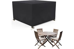 BROSYDA Funda Muebles Jardin Impermeable 126x126x74cm, Funda Mesa Jardin Cubo 600D Oxford, Antivento, Anti-UV, Antipolvo Funda Protectora Muebles Jardin con Correas de Cierre y Cordón