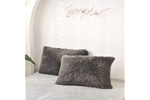 ‎SACEBELEU Sacebeleu Kissenbezug 80x80cm 2er Set Plüsch Biber Flanell Flauschig Zierkissenbezug Kissenhülle Doppelpack Dunkelgrau Grau Winter Kopfkissenbezug