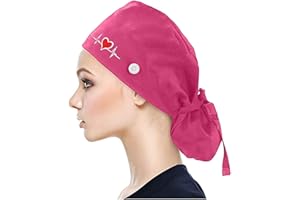 Muium(TM) Kappen mit Knopf und Baumwolle Einfarbige Schweißband Schrubben Hut für Unisex OP Haube Chirurgische Hut Verstellbar Kochmütze Kopfhauben Peeling Kappe