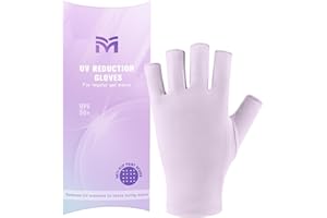 Migliore Wear UV Gloves for Gel Nails with Anti-Slip Palm, Anti UVA&UVB 9999+ UV Protection Gloves for Nail Lamp, Fingerless UV Gloves for Skin Care UV Resistant