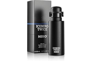 ICEBERG Twice NERO Man – Eau de Toilette 125 ml, Profumo da Uomo dalle Note Woody Oriental, Lussuoso Flacone in Vetro Nero, Fragranza Sport