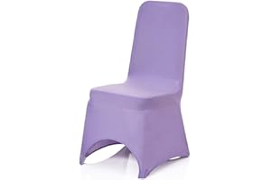 Trimming Shop Spandex Lavender Chair Cover Stretch Fabric Removable Washable Protective Slipcovers for Weddings Banquets Ceremony Hotel Dining Parties Décor, 50pcs