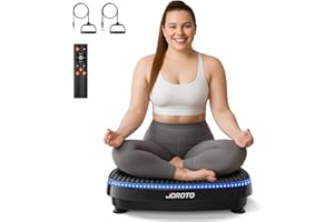 JOROTO JV50/JV60 Plateforme Vibrante 4D pour la Maison, avec 3 Moteurs, 10 Programmes & 120 Niveaux, Haut-Parleur Bluetooth, Éclairage LED pour Entraînement Complet du Corps, Charge Max. de 158KG