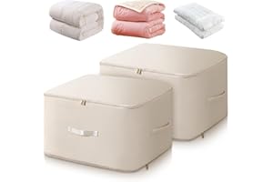 WILLONG Compression Storage Bags,Ultra Space Saving Self Compression Organizer,Clothes Storage Bag(Beige,2 Piece XL)