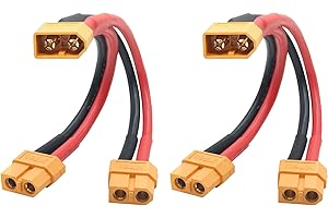 RIERTOSTNG Short XT60 Parallel Battery Connector Cable,14AWG 1 Male to 2 Female Y Splitter Adapter Cable,10cm/3.93inch for RC Multicopter Quadcopter（2Pcs）