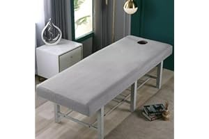 zfyanssee Massage Table SPA Couch Cover Sheet with Face Hole Elastic Cord Edge All-Round Wrap Professional Soft Bed Healty Beauty with Face Hole Comfortable Sheets 70x190cm (Grey)
